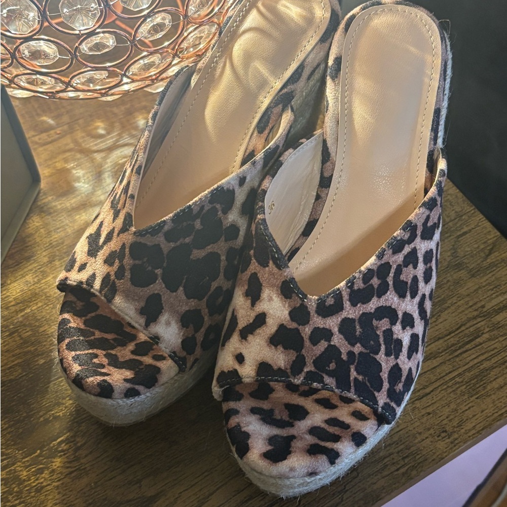 Leopard Print Espadrille Wedge Sandals
